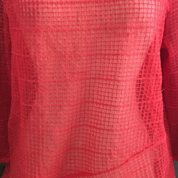 Chicos Travelers Collection Asymmetrical Sheer Blouse - Picture 7 of 11